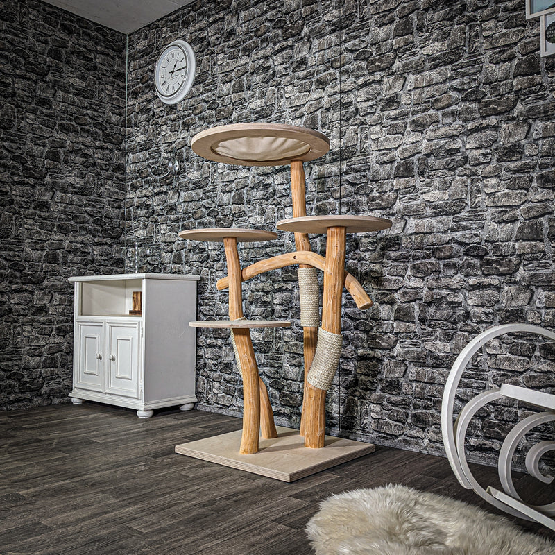 Naturkratzbaum 3071 Kratzbaum Natur Holz Design 130 cm hoch Katzenbaum