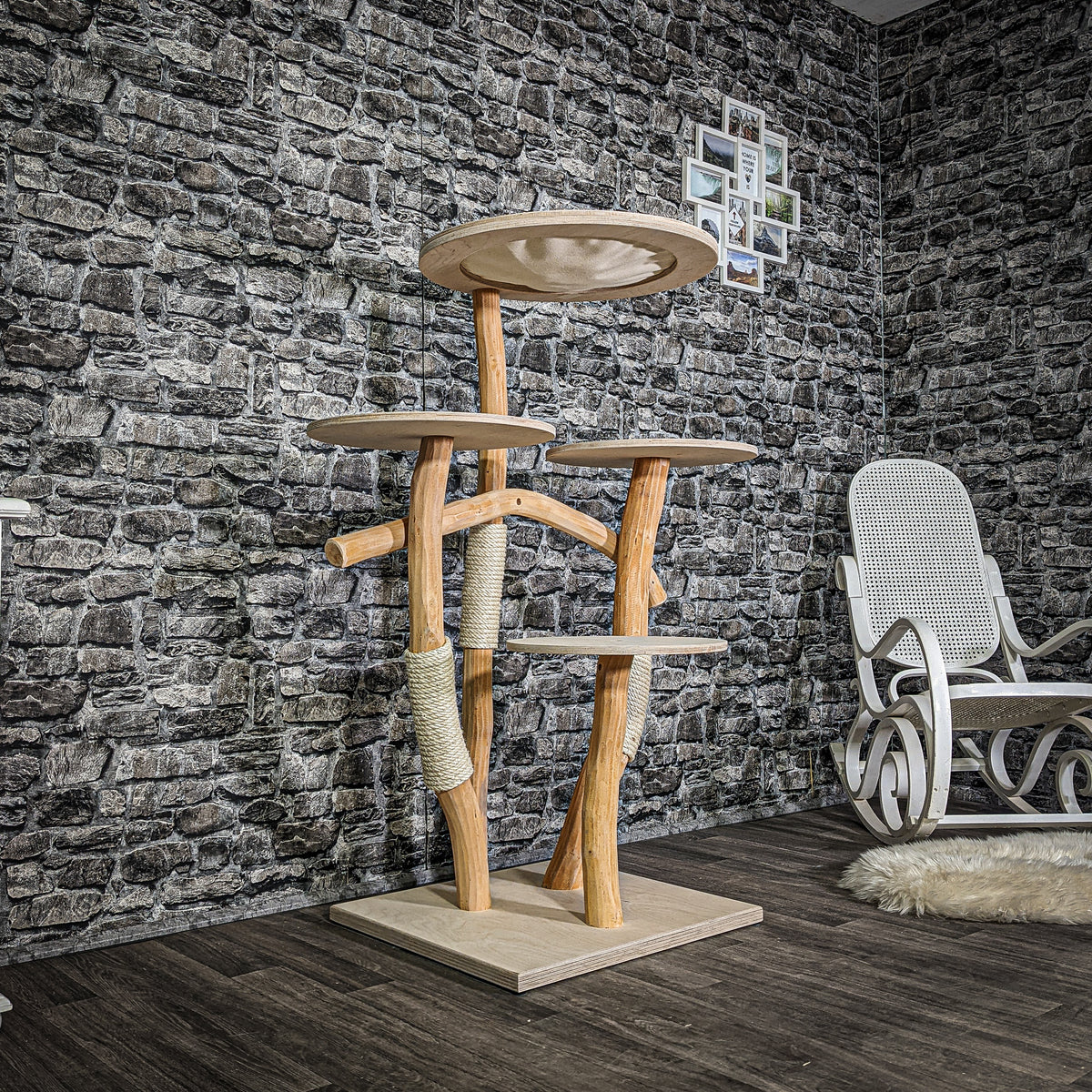 Naturkratzbaum 3071 Kratzbaum Natur Holz Design 130 cm hoch Katzenbaum
