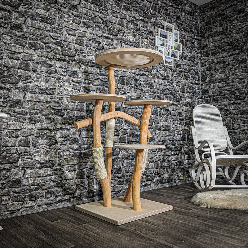 Naturkratzbaum 3071 Kratzbaum Natur Holz Design 130 cm hoch Katzenbaum