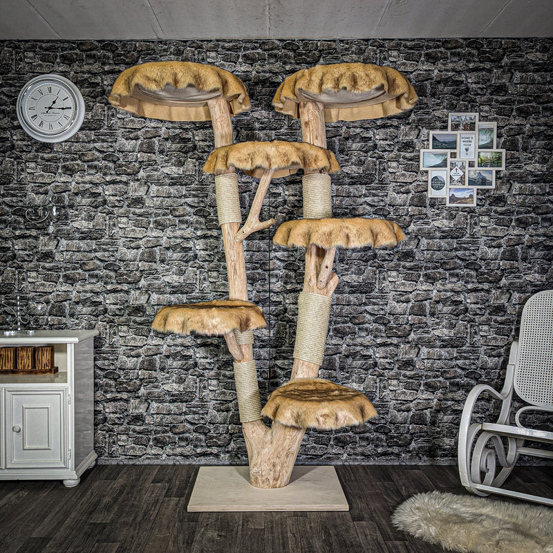 Naturkratzbaum 3080 Kratzbaum Natur Holz Design 205 cm hoch Katzenbaum