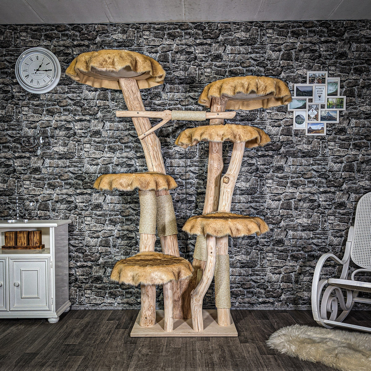 RESERVIERT Naturkratzbaum 3083 Kratzbaum Natur Holz Design 195 cm hoch Katzenbaum