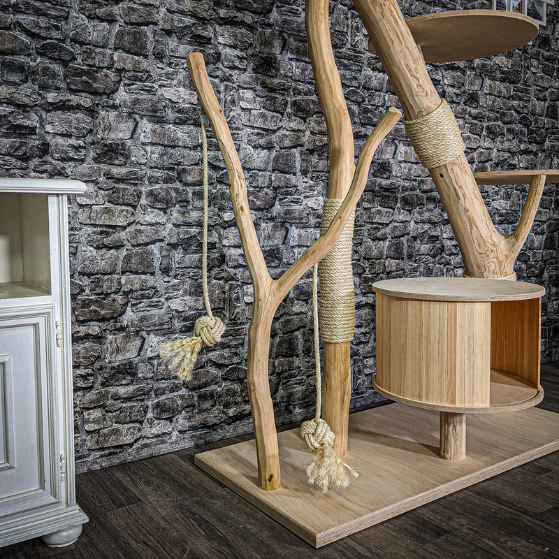 Naturkratzbaum 3086 Kratzbaum Natur Holz Design 183 cm hoch Katzenbaum