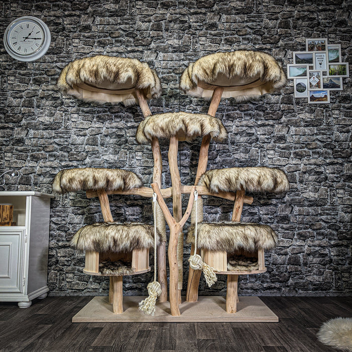 RESERVIERT + ÄNDERUNGEN Naturkratzbaum 3090 Kratzbaum Natur Holz Design 158 cm hoch Katzenbaum