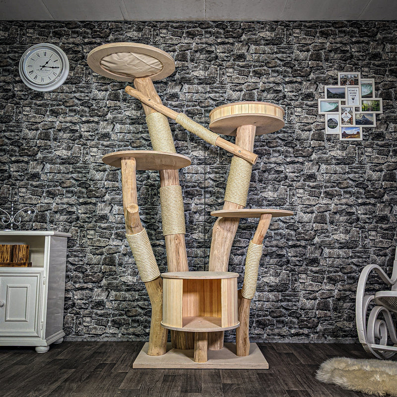 Naturkratzbaum 3095 Kratzbaum Natur Holz Design 191 cm hoch Katzenbaum