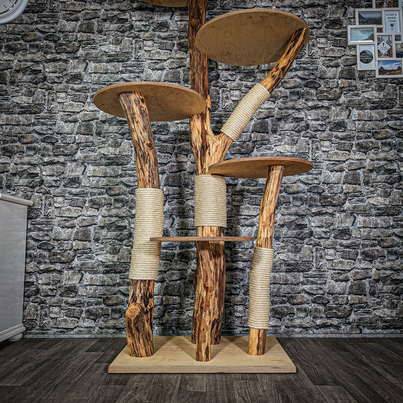Naturkratzbaum 3122 Kratzbaum Natur Holz Design 193 cm hoch Katzenbaum