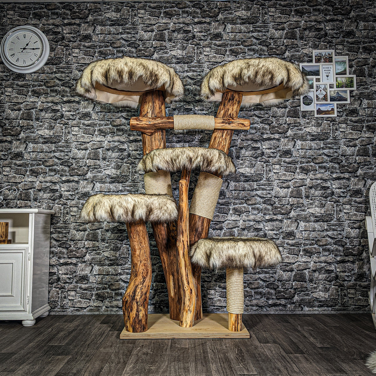 RESERVIERT Naturkratzbaum 3123 Kratzbaum Natur Holz Design 164 cm hoch Katzenbaum