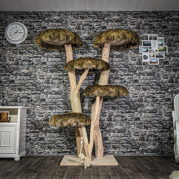 RESERVIERT Naturkratzbaum 3125 Kratzbaum Natur Holz Design 183 cm hoch Katzenbaum