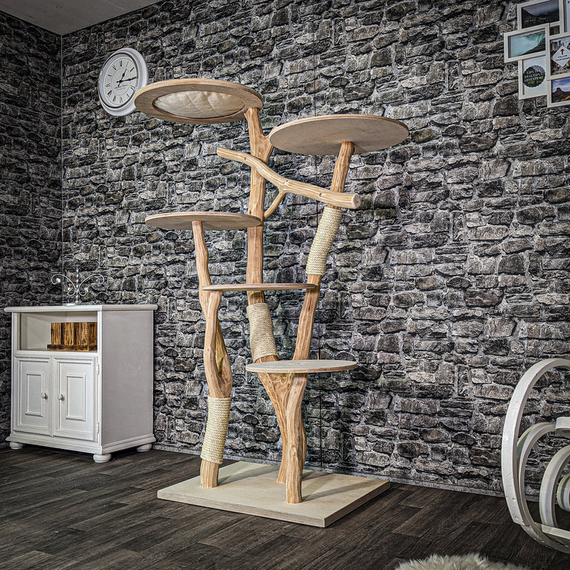 Naturkratzbaum 3143 Kratzbaum Natur Holz Design 170 cm hoch Katzenbaum