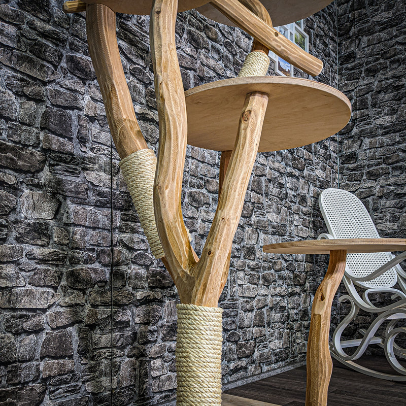 Naturkratzbaum 3143 Kratzbaum Natur Holz Design 170 cm hoch Katzenbaum