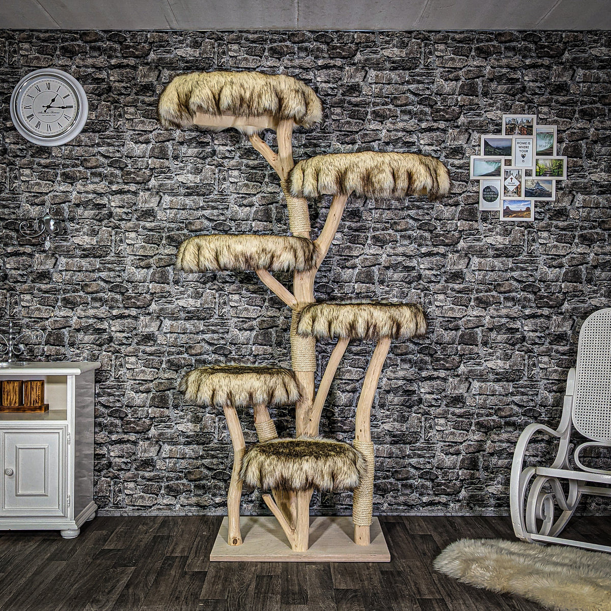 Naturkratzbaum 3155 Kratzbaum Natur Holz Design 205 cm hoch Katzenbaum