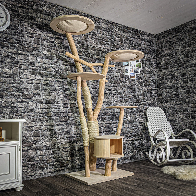 Naturkratzbaum 3208 Kratzbaum Natur Holz Design 201 cm hoch Katzenbaum