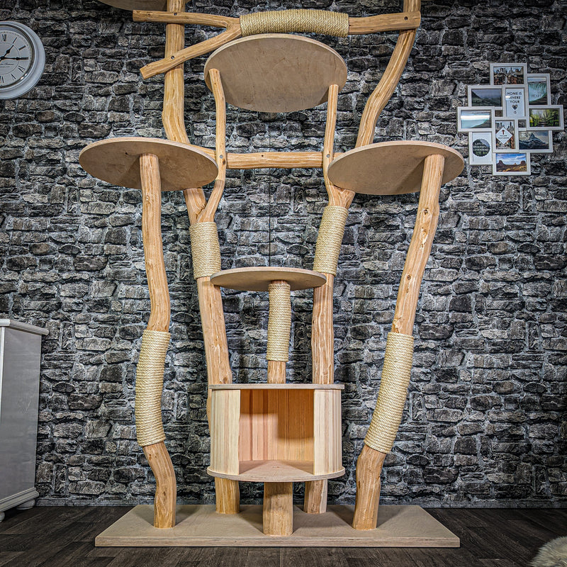 Naturkratzbaum 3218 Kratzbaum Natur Holz Design 220 cm hoch Katzenbaum