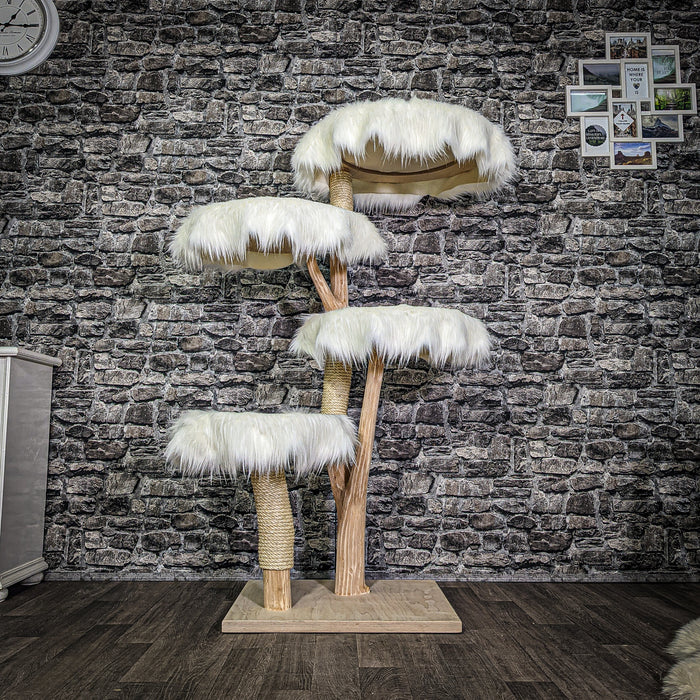 Naturkratzbaum 3219 Kratzbaum Natur Holz Design 145 cm hoch Katzenbaum