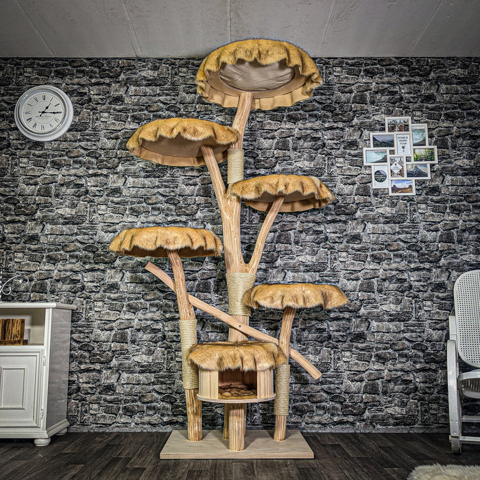 Naturkratzbaum 3227 Kratzbaum Natur Holz Design 206 cm hoch Katzenbaum