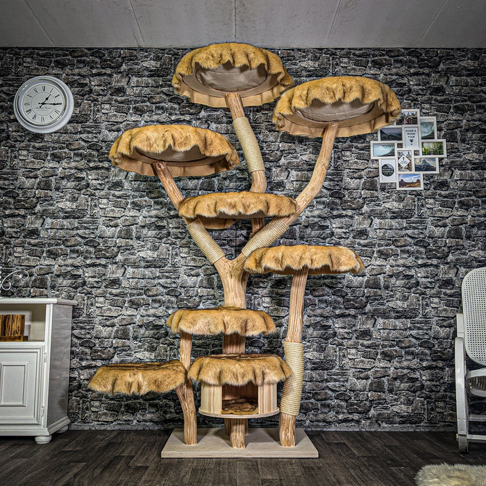 Naturkratzbaum 3236 Kratzbaum Natur Holz Design 211 cm hoch Katzenbaum