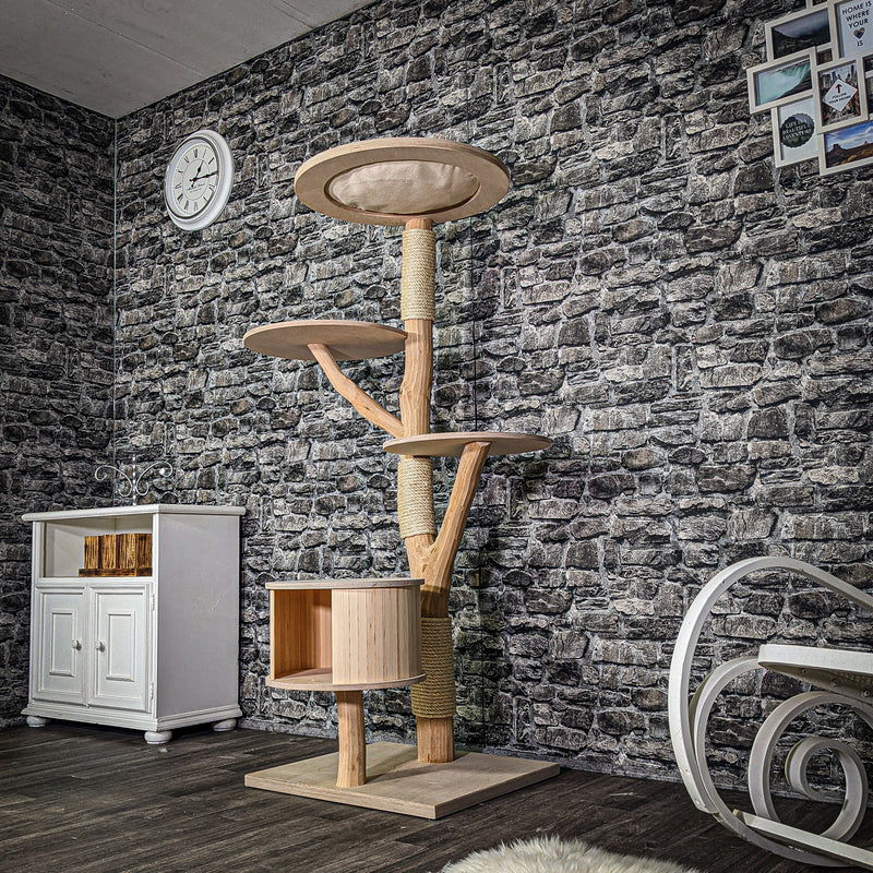 Naturkratzbaum 3242 Kratzbaum Natur Holz Design 160 cm hoch Katzenbaum