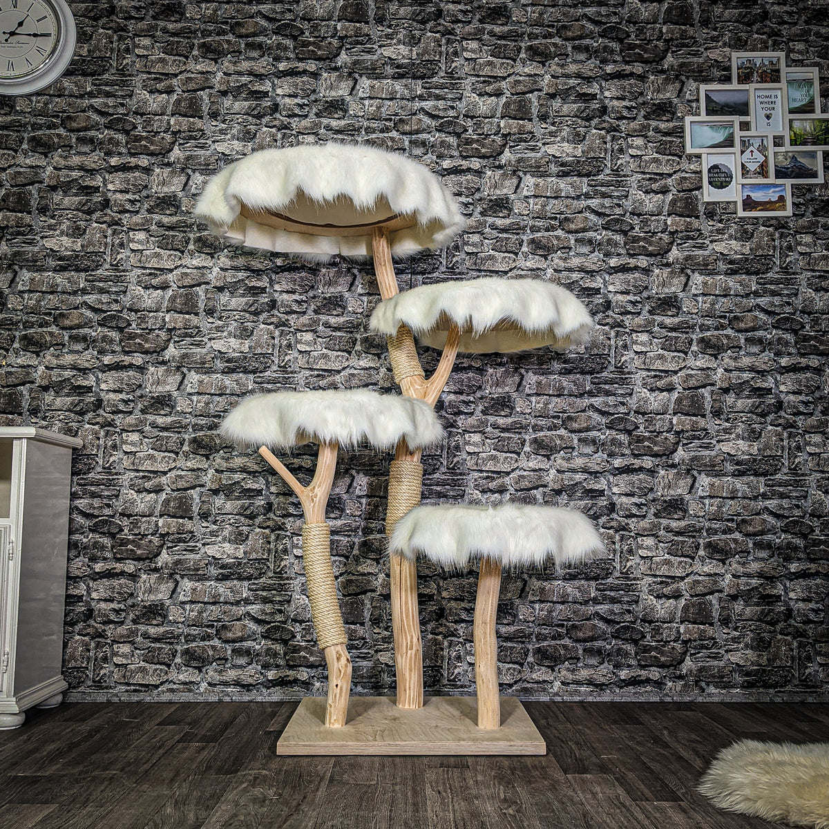 Naturkratzbaum 3249 Kratzbaum Natur Holz Design 145 cm hoch Katzenbaum