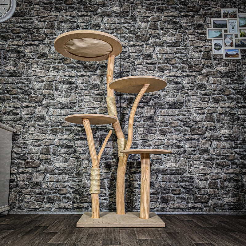 Naturkratzbaum 3259 Kratzbaum Natur Holz Design 146 cm hoch Katzenbaum