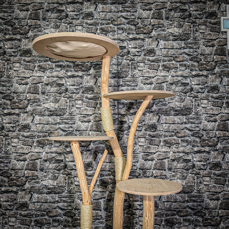 Naturkratzbaum 3259 Kratzbaum Natur Holz Design 146 cm hoch Katzenbaum