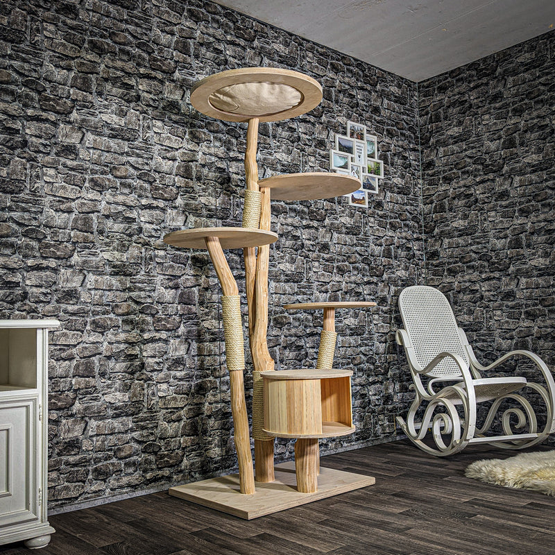 Naturkratzbaum 3260 Kratzbaum Natur Holz Design 175 cm hoch Katzenbaum