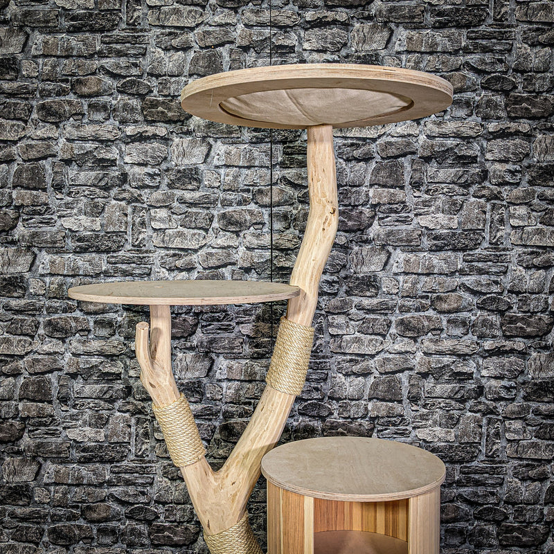 Naturkratzbaum 3286 Kratzbaum Natur Holz Design 134 cm hoch Katzenbaum