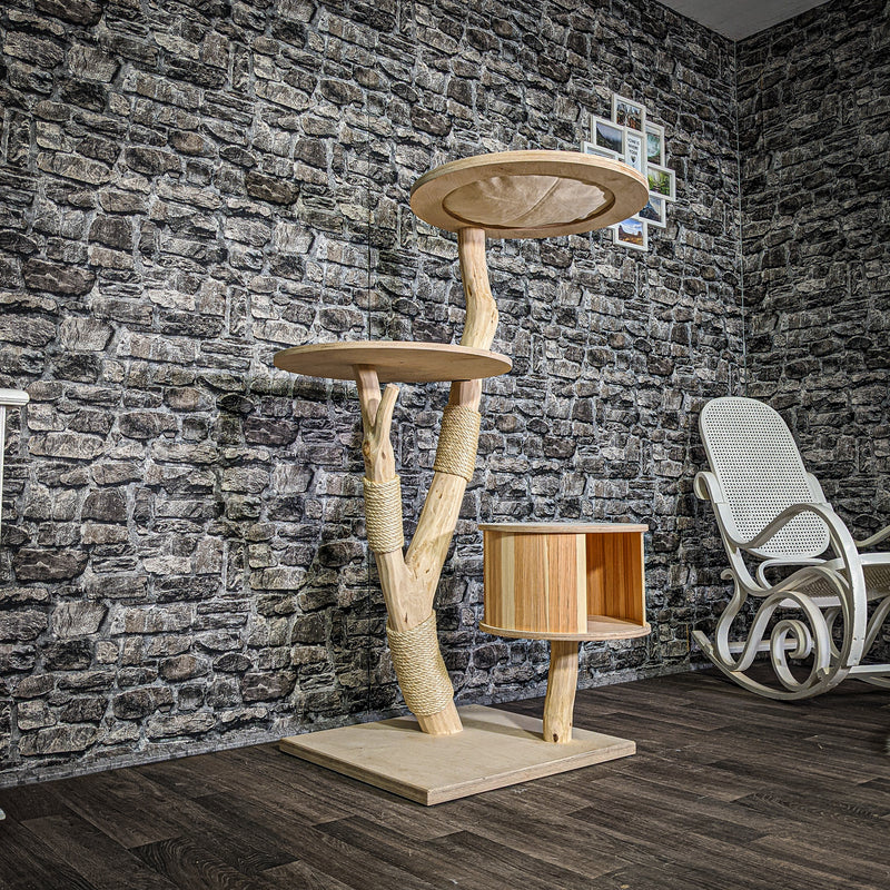 Naturkratzbaum 3286 Kratzbaum Natur Holz Design 134 cm hoch Katzenbaum