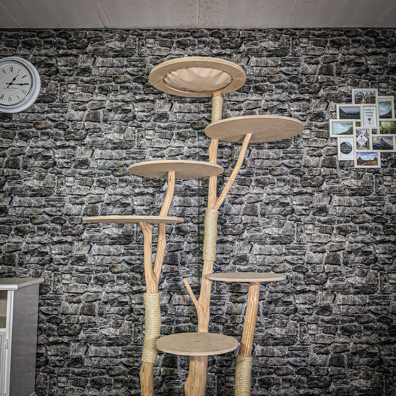Naturkratzbaum 3289 Kratzbaum Natur Holz Design 200 cm hoch Katzenbaum
