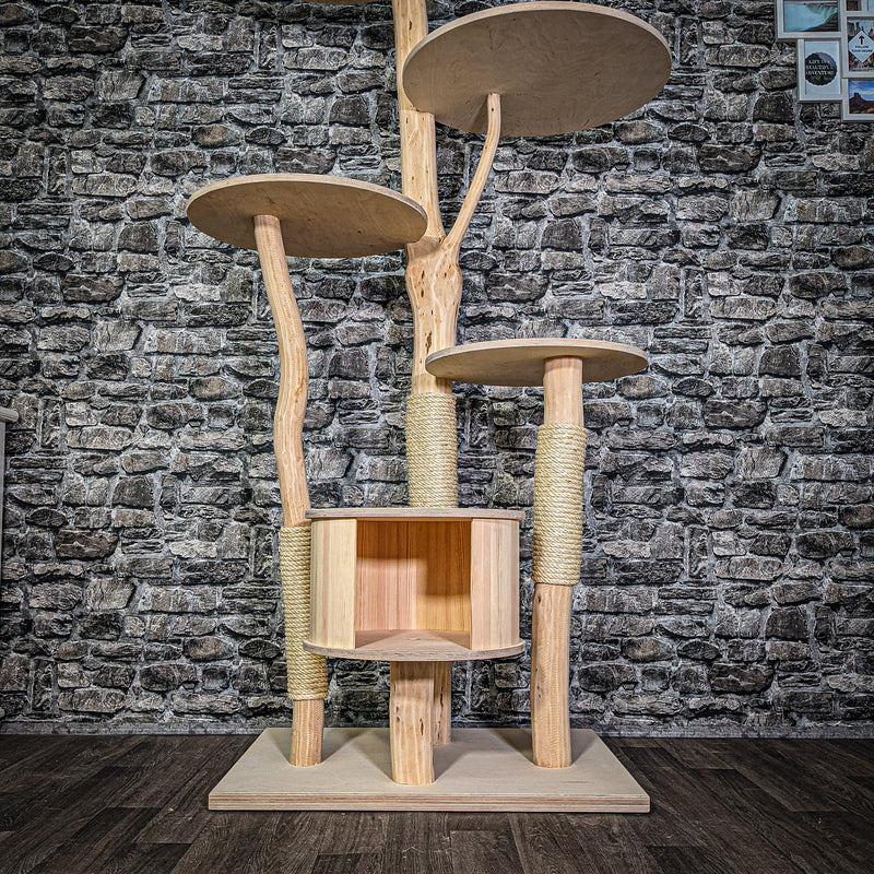 Naturkratzbaum 3290 Kratzbaum Natur Holz Design 174 cm hoch Katzenbaum