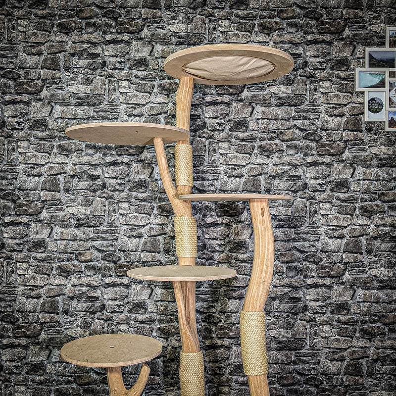Naturkratzbaum 3302 Kratzbaum Natur Holz Design 175 cm hoch Katzenbaum