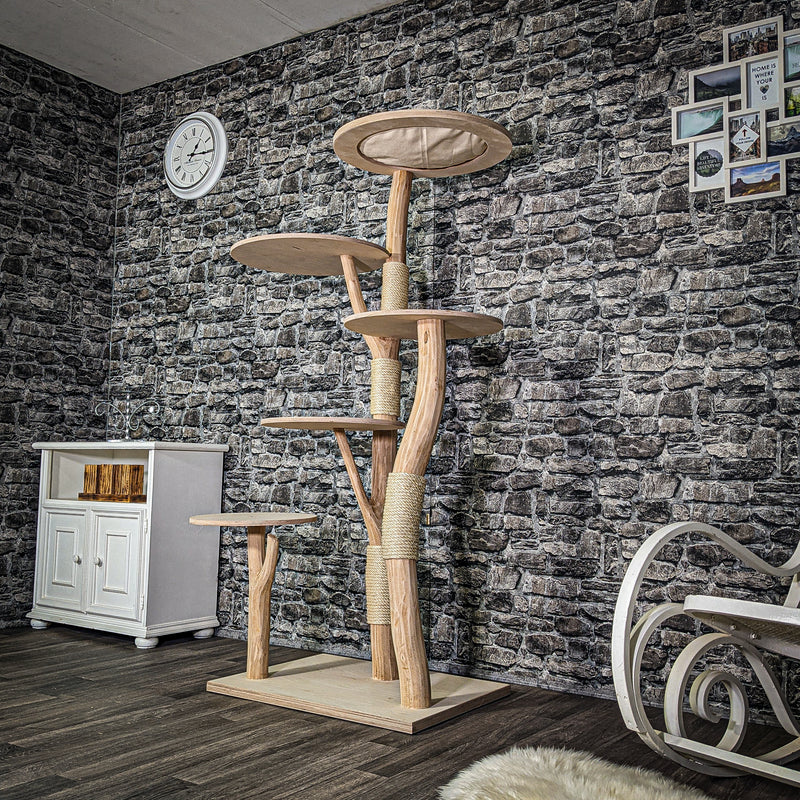 Naturkratzbaum 3302 Kratzbaum Natur Holz Design 175 cm hoch Katzenbaum