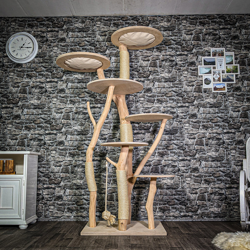 Naturkratzbaum 3362 Kratzbaum Natur Holz Design 208 cm hoch Katzenbaum
