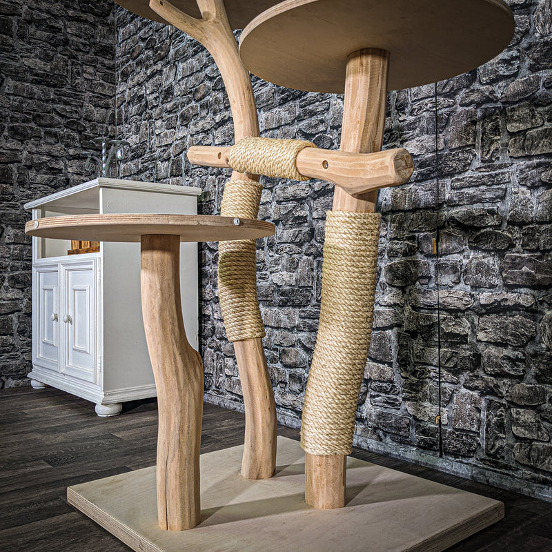 Naturkratzbaum 3372 Kratzbaum Natur Holz Design 115 cm hoch Katzenbaum