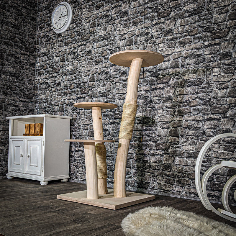 Naturkratzbaum 3380 Kratzbaum Natur Holz Design 120 cm hoch Katzenbaum