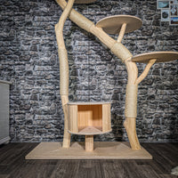 RESERVIERT Naturkratzbaum 3403 Kratzbaum Natur Holz Design 202 cm hoch Katzenbaum