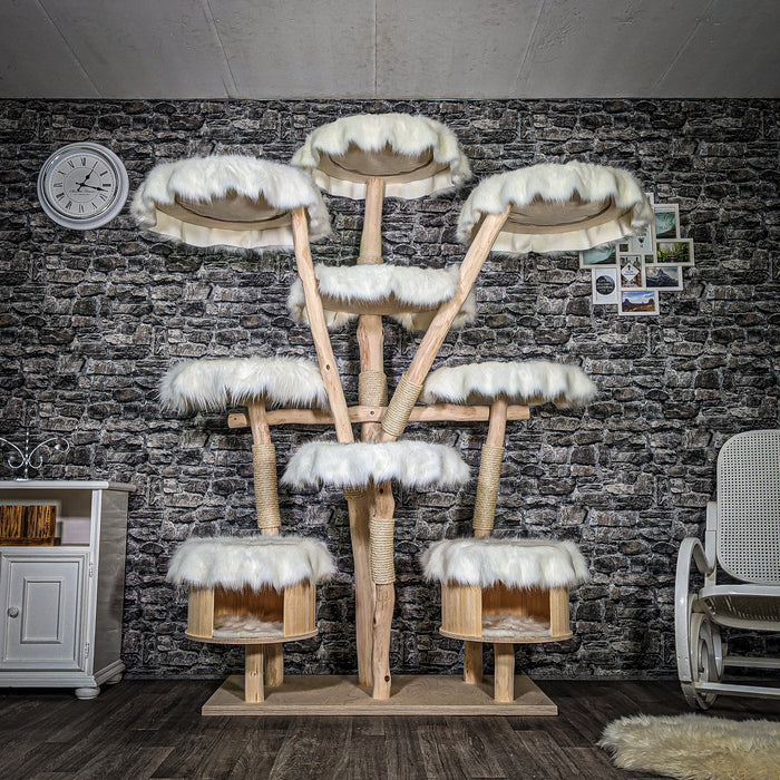 RESERVIERT + ÄNDERUNG - Naturkratzbaum 3404 Kratzbaum Natur Holz Design 210 cm hoch Katzenbaum