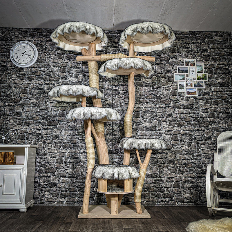 Naturkratzbaum 3436 Kratzbaum Natur Holz Design 216 cm hoch Katzenbaum