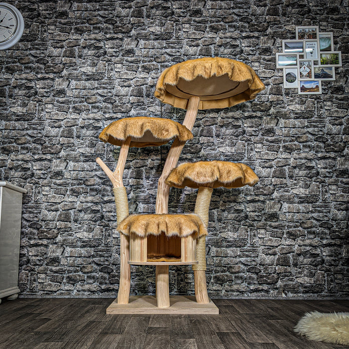 Naturkratzbaum 3448 Kratzbaum Natur Holz Design 145 cm hoch Katzenbaum