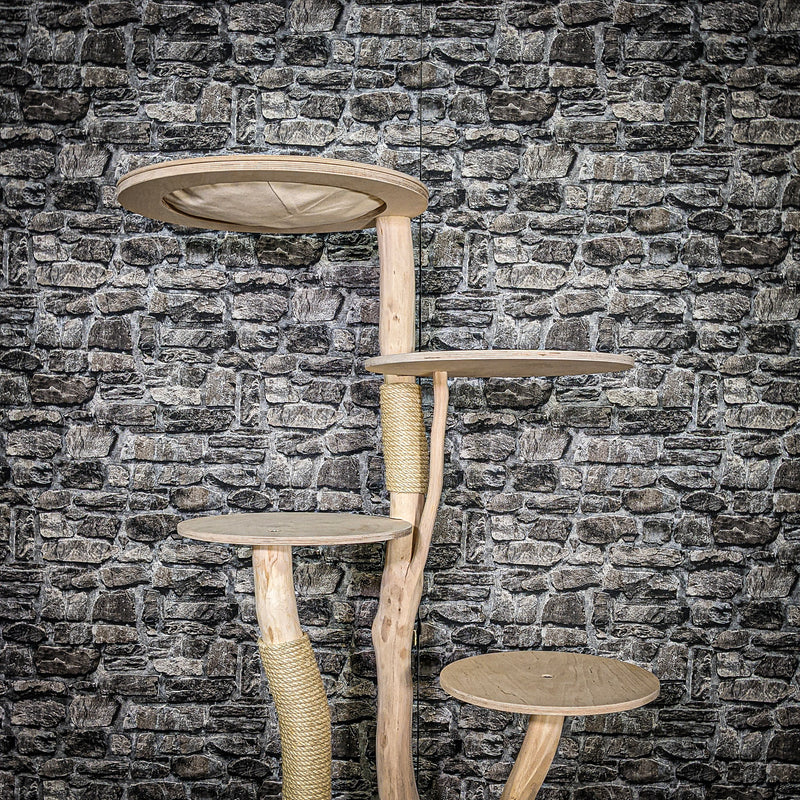 Naturkratzbaum 3460 Kratzbaum Natur Holz Design 146 cm hoch Katzenbaum