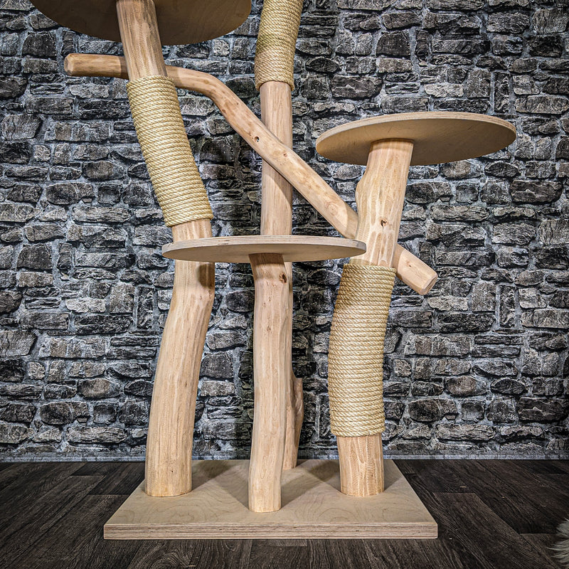 Naturkratzbaum 3501 Kratzbaum Natur Holz Design 146 cm hoch Katzenbaum