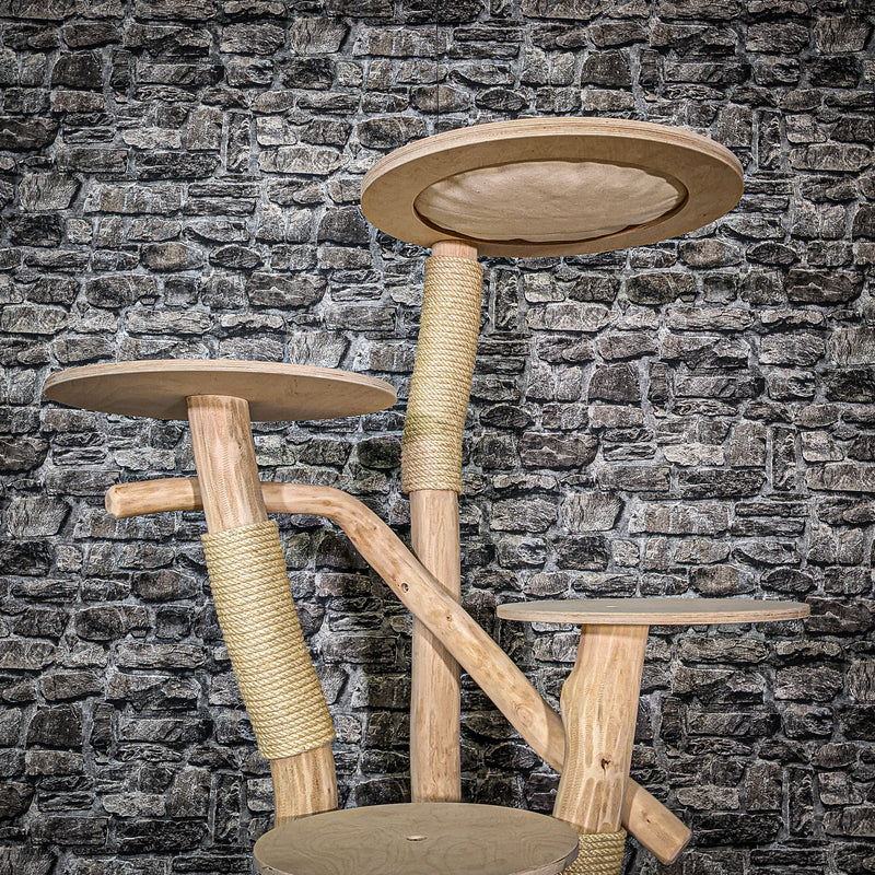 Naturkratzbaum 3501 Kratzbaum Natur Holz Design 146 cm hoch Katzenbaum