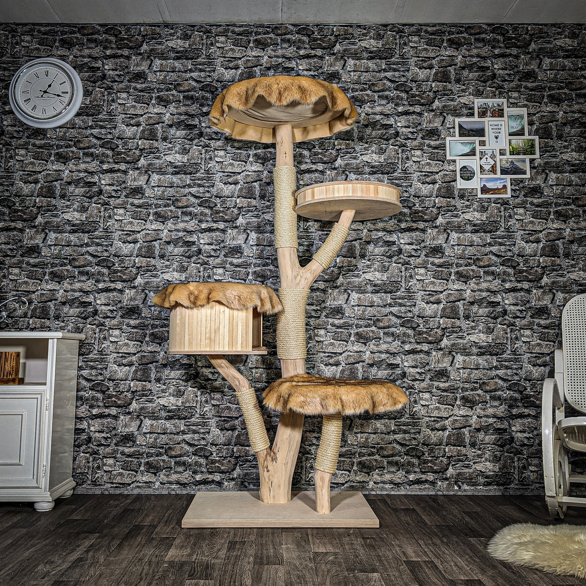 Naturkratzbaum 3515 Kratzbaum Natur Holz Design 186 cm hoch Katzenbaum