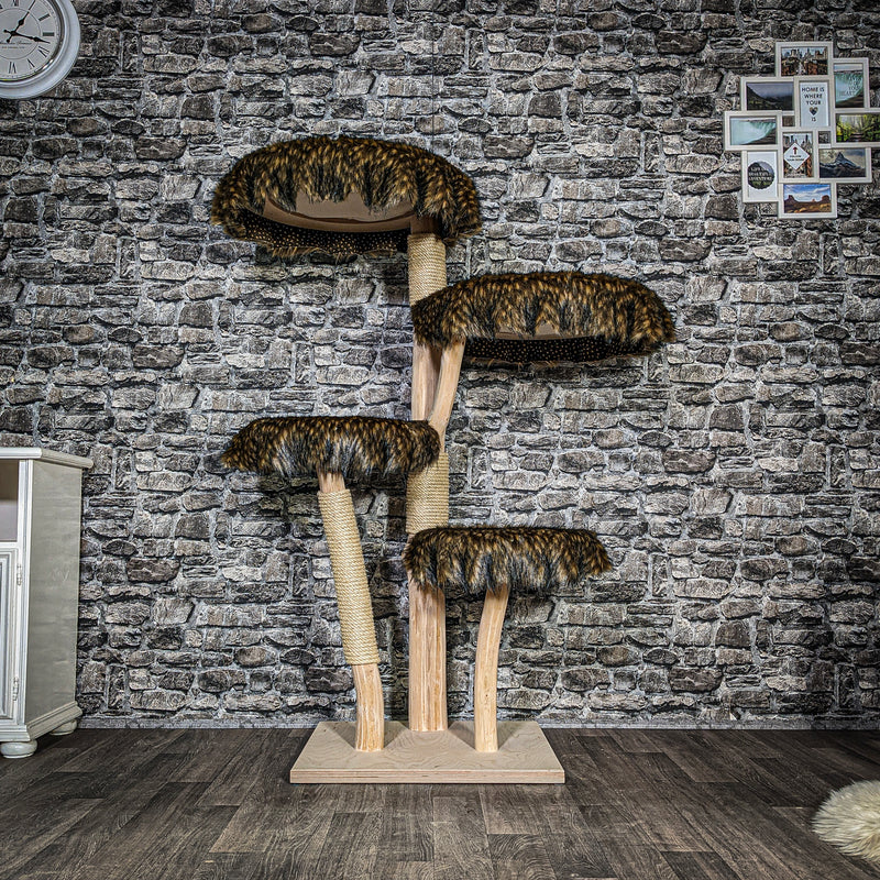 RESERVIERT Naturkratzbaum 3520 Kratzbaum Natur Holz Design 145 cm hoch Katzenbaum