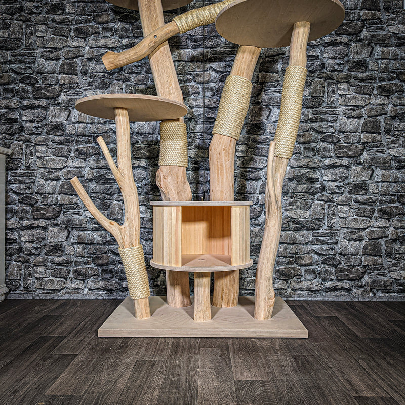 Naturkratzbaum 3521 Kratzbaum Natur Holz Design 185 cm hoch Katzenbaum