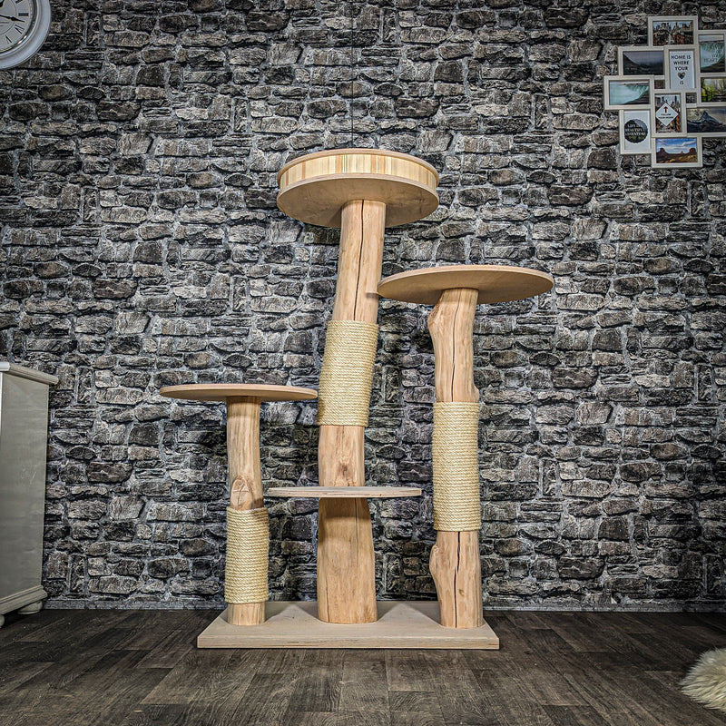 Naturkratzbaum 3537 Kratzbaum Natur Holz Design 130 cm hoch Katzenbaum