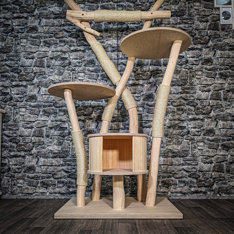 Naturkratzbaum 3573 Kratzbaum Natur Holz Design 178 cm hoch Katzenbaum