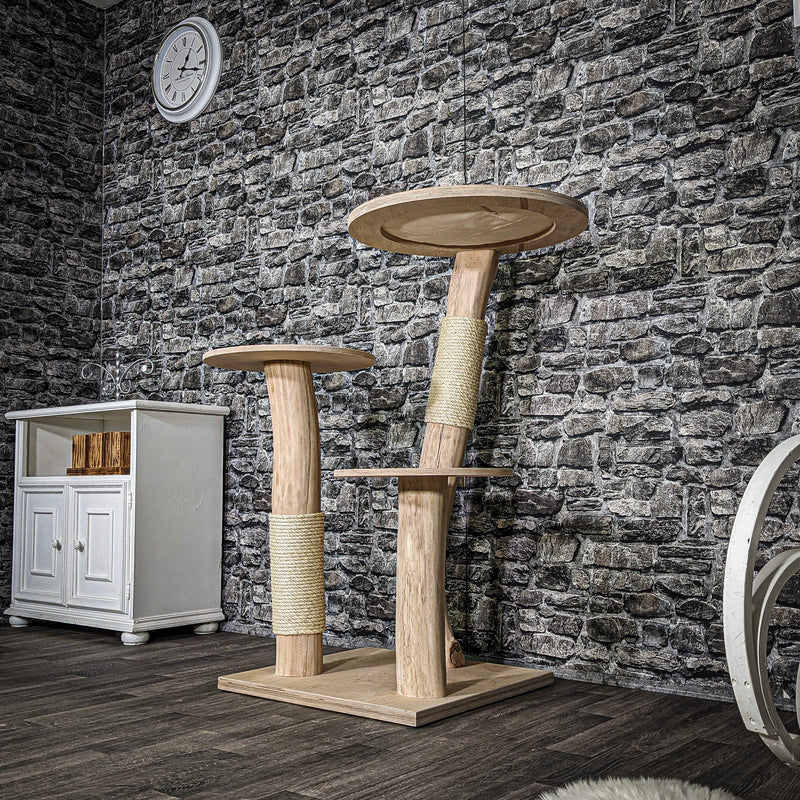 Naturkratzbaum 3576 Kratzbaum Natur Holz Design 112 cm hoch Katzenbaum