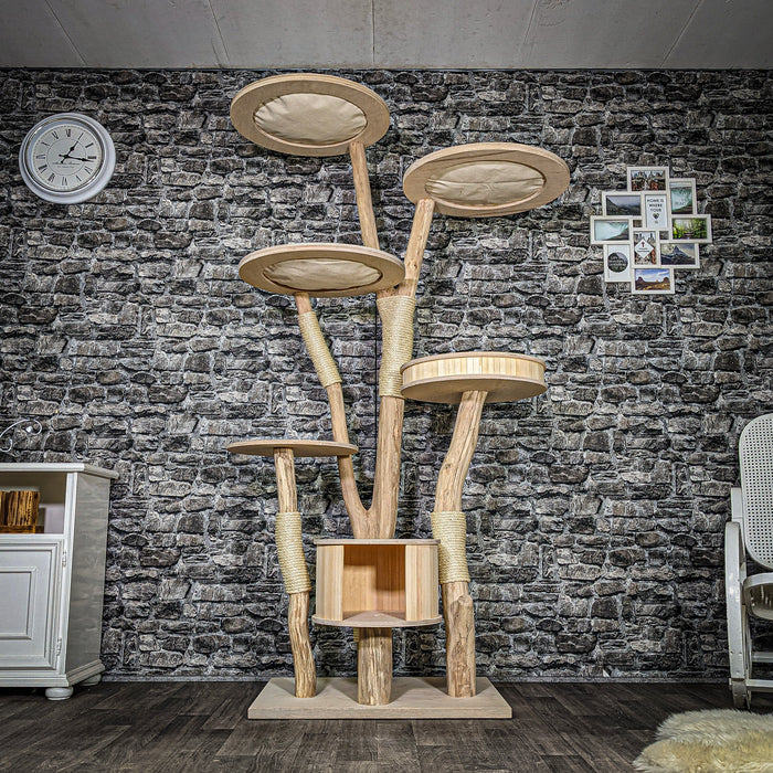 RESERVIERT + ÄNDERUNG - Naturkratzbaum 3598 Kratzbaum Natur Holz Design 206 cm hoch Katzenbaum