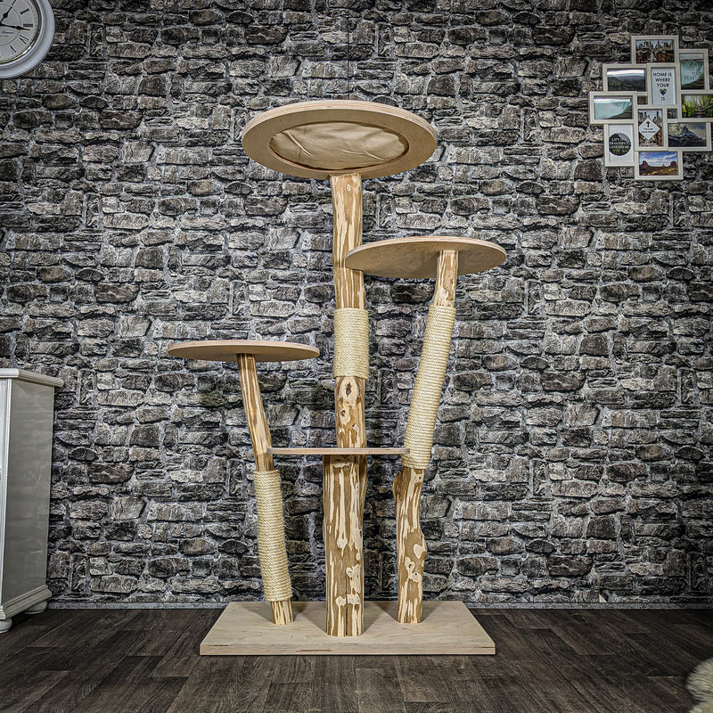 Naturkratzbaum 3605 Kratzbaum Natur Holz Design 146 cm hoch Katzenbaum