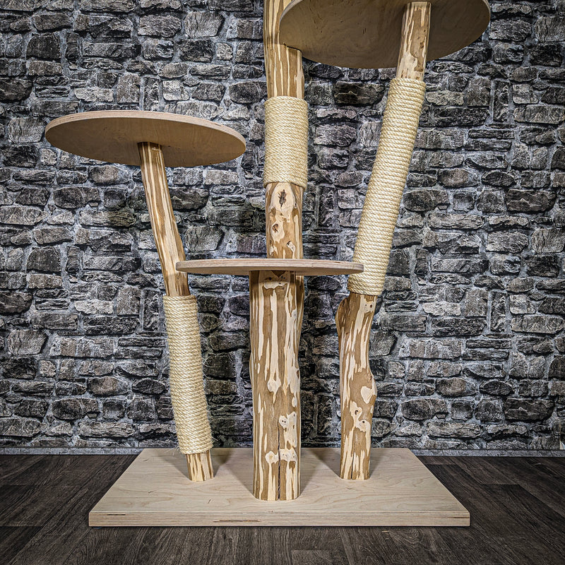 Naturkratzbaum 3605 Kratzbaum Natur Holz Design 146 cm hoch Katzenbaum