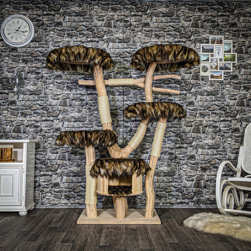 RESERVIERT - ABHOLUNG - Naturkratzbaum 3661 Kratzbaum Natur Holz Design 165 cm hoch Katzenbaum